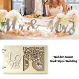 HULIANFU Wedding Guest Book Wooden Heart Hollow Engagement Guestbook Name Sign Board 20 Inside Pages Log Color Good-Looking Appearance