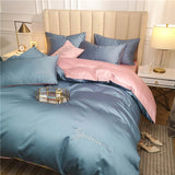 HULIANFU OLOEY 60S long-staple cotton Bedding Set Egyptian Solid color embroidery Bed set Duvet Cover Bed Sheet spread Fit sheet bed set