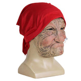 HULIANFU Realistic Halloween Headgear Smoking Old Lady Man Face Cover Latex Head Wear for Halloween Funny Party Cosplay Props Masks