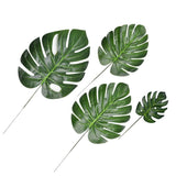 HULIANFU Tropical Palm Leaves Summer Monstera Artificial Silk Turtle Leaves For Home Hawaiian Luau Beach Wedding Party Decor Fake Plants