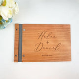 HULIANFU Personalized Guestbook Sign For Wedding Custom Rustic Memory Wooden Guest Signatures Book Album Baptism Mariage Decoration