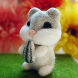 HULIANFU Non-Finished Felt Kit Cute Animal Collection Panda Squirrel Cat Penguin Doll Wool Felt Poked Kitting DIY Felting Materials