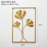 HULIANFU Nordic Metal Leaf Plant Wall Decor Wrought Iron Wall Hanging Non-perforated Wall Mural Living Room Bedroom Home Decoration Hot