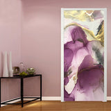 HULIANFU  PVC Self-Adhesive Waterproof Door Sticker Modern Abstract Light Luxury Hand-painted Artistic Landscape Wallpaper 3D Home Decal