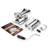 HULIANFU Pasta Maker,Stainless Steel Manual Pasta Maker Machine Perfect for Homemade Spaghetti, Fettuccini, Lasagna,or Dumpling Skins