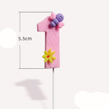 HULIANFU Soft Clay Number Balloon Cake Birthday Topper 1st Birthday Party Decorations Kids Baby Shower Girl  Happy Birthday Cake Topper