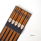 HULIANFU Reusable 5 Pair Set Handmade Bamboo Japanese Natural Wood Chopsticks Sushi Food Cat Flower Multi color Wooden Chop sticks