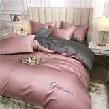 HULIANFU OLOEY 60S long-staple cotton Bedding Set Egyptian Solid color embroidery Bed set Duvet Cover Bed Sheet spread Fit sheet bed set