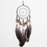 HULIANFU Original silver gray dream catcher 2 ring Indian feather hanging art gifts to bestie friends creative valentine's day gifts