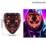 HULIANFU LED Halloween Mask Luminous Glow In The Dark Mascaras Halloween Party Costume Cosplay Masques Horror Props Neon light Masquerade