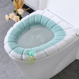 HULIANFU Winter Warm Toilet Seat Cover Closestool Mat 1Pcs Washable Bathroom Accessories Knitting Pure Color Soft O-shape Pad Bidet Cover