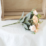 HULIANFU White Silk Artificial Roses Flowers Wedding Home Autumn Decoration High Quality Big Bouquet Luxury Fake Flower Arrangement Bulk