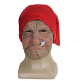 HULIANFU Realistic Halloween Headgear Smoking Old Lady Man Face Cover Latex Head Wear for Halloween Funny Party Cosplay Props Masks