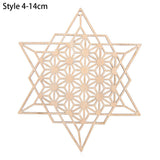 HULIANFU Log Color Chakra Pattern Round Edge Circles Carved Wooden Stand Coaster Flower of life Reload Stone Kitchen Hot Pad Mat Decor