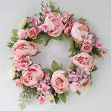 HULIANFU Peony simulated garland Rattan ring decoration Photography props Wedding wreath Flower home door Decoration