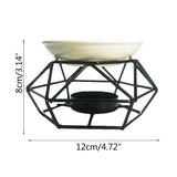 HULIANFU Metal Aromatic Oil Burner Geometric Ceramic Essential Oil Tealight Candle Holder Wax Melt Warmer Aroma Diffuser Lamp
