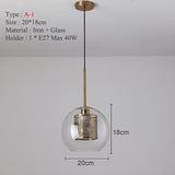 HULIANFU Sliver Bronze Loft Modern Pendant Light Glass Ball Hanging Lamp Kitchen Light Fixture Dining Hanglamp  Living Room Luminaire
