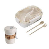 HULIANFU TUUTH Microwave Lunch Box Wheat Straw Bento Box 750ML BPA Free Food Storage Container with Soup Cup