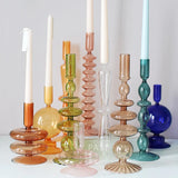 HULIANFU Nordic Glass candle holders romantic Dinner home decoration candlestick for birthday wending candle holder wax portavelas decor