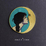 HULIANFU Van Gogh Patch Iron On Patches For Clothing Thermoadhesive Patches On Clothes Japan Anime/Fusible Patch Embroidery Sticker Badge