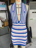 Hulianfu Sexy Women Knitted Bodycon Dresses Y2K Elegant Lady Chic Women Sleeveless Sleeveless Halter Bandage Dress Beach Vacation Clothes