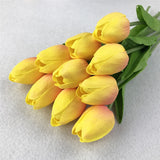 HULIANFU 2023 10PCS Artificial Flowers Garden Tulips Real Touch Flowers Tulip Bouquet Decor Mariage for Home Wedding Decorations Fake Flower
