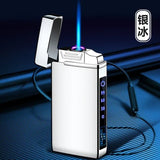 HULIANFU New Windproof Metal Dual Plasma Arc Lighter Jet USB Torch Lighter Gas Electric Butane Chargeable Pipe Cigar Lighter Gadgets