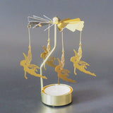 HULIANFU Silver Gold Candlesticks Rotating Romantic Rotation Spinning Carrousel Tea Light Candle Holder Dinner Wedding Bar Party