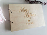 HULIANFU Wedding Guestbook Custom Guest Book Personalized Wooden Wedding Guest Book Engraved Rustic Wedding Album