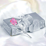 HULIANFU Valentines Day Gift Crystal Glass Rose Artificial Flower Silver Gold Rod Rose Flower for Girlfriend Wedding Gifts for Guest