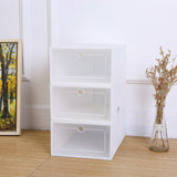 HULIANFU Wholesale 24pcs Shoe Box Set Classic White Foldable Storage Plastic Clear Home Organizer Shoe Rack Stack US CA&amp;NJ warehouse