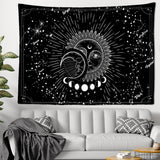 HULIANFU Mandala Tapestry White Black Sun And Moon Tapestry Wall Hanging Tarot Hippie Wall Rugs Dorm Decor Blanket