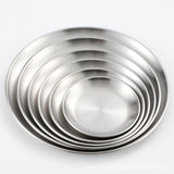 HULIANFU Korean stainless steel thickened disc Golden Cafe Tray Fruit Plate Cake Plate Bone Dish Dish Dish Shallow Plate