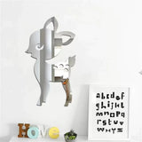 HULIANFU Nordic Cartoon Decorative Mirror Bathroom Baby Room Rabbit Wood Acrylic Mirror Frame Creative Home Art Wall Decorations Artwork