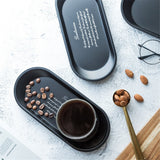 HULIANFU Stainless Steel Black Tea Tray Plate Dessert Cake Fruit Dish Letter Plates Cosmetics Storage Trays Jewelry Display Home Decor