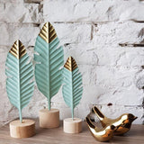 HULIANFU Modern Feather Wooden Decorations Simple Miniature Figurines for Living Room Table Office Home Decoration Accessories