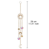 HULIANFU Metallic Hoop Moon Suncatcher Ornament Wind Chimes Crystal Prisms Hanging Rainbow Chaser Window Curtains Pendant Home Decor Gift