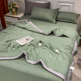 HULIANFU Summer Air Conditioning Quilt Washed Cotton Throw Blanket Quilting Thin Comforter Cooling Duvet Quilted Quilt Solid Color