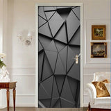 HULIANFU 2023 PVC Self-Adhesive Waterproof Door Sticker Modern 3D Abstract Line Mural Wallpaper Living Room Study Home Decor Art Door Poster