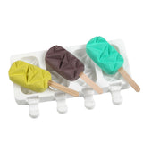 HULIANFU Silicone Ice Cream Mold  4 Holes Popsicle Cube Maker Mould Chocolate Tray Kitchen Gadgets Dining Bar Home Garden  Baking Tools