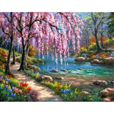 HULIANFU Villa Scenery DIY 5D Diamond Painting Full Round Resin Mosaic Landscape Diamond Embroidery Picture Rhinestone Home Decor Gift