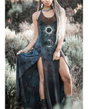 Medieval Retro Gothic Punk British Style Women Sexy Sleeveless Dress Carnival Party Elf Witch Cosplay Costume Vintage Vestidos