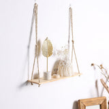 HULIANFU Wall Hanging Shelf Boho Home Decor Rope Macrame Shelf for Plant Hanger Farmhouse Rustic Planter Bedroom Living Room Decoration