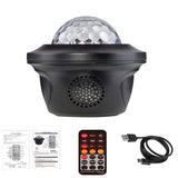 HULIANFU LED Galaxy Projector Ocean Wave LED Night Light Music Player Remote Star Rotating Night Light Gift For kids Bedroom Lamp