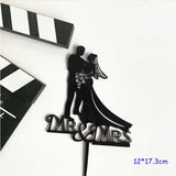 HULIANFU Wedding Cake Topper Acrylic Bride to be Cake Decorations Mariage Anniversary Birthday Party Baking Dessert Cake Top Flag Cupcake