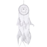 HULIANFU Mini Car Dream Catcher Beaded Natural Feathers Handcraft Chic Hanging Ornaments Mirror Room Bedroom Wall Decor