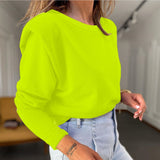 Spring autumn women's pullover long-sleeved shoulder pad plus fleece top fashion casual solid sweatshirt T-shirts for women