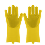 HULIANFU Silicone Dishwashing Cleaning Glove Magic Scrubber Sponge Rubber Glove for Washing Dish Kitchen Car Bathroom Pet Brush Cleaner