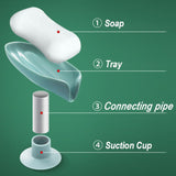 HULIANFU Leaf Shape Soap Box Drain Soap Holder Bathroom Accessories Suction Cup Soap Dish Tray Soap Dish for Bathroom Soap Container