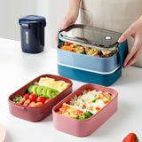 HULIANFU Japanese style Multi-layer lunch box food container storage Portable Leak-Proof bento box for kids with Soup Cup Breakfast Boxes
